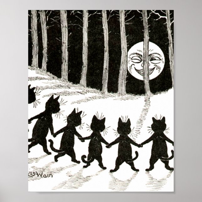 Poster Louis Wain Cat Full Moon (Frente)