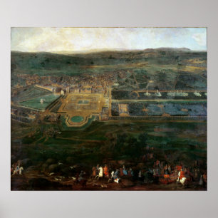 Pôster Louis XIV  hunting near chateau of Fontainebleau