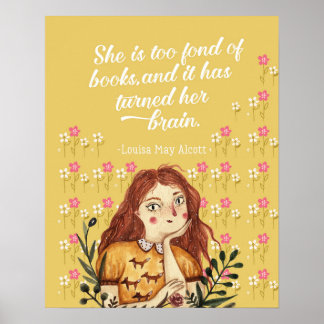 Poster Louisa May Alcott Book Lover Floral Art Print