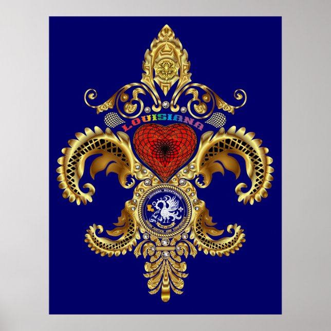 Poster Louisiana Fleur De Lis Bicentenal (Frente)