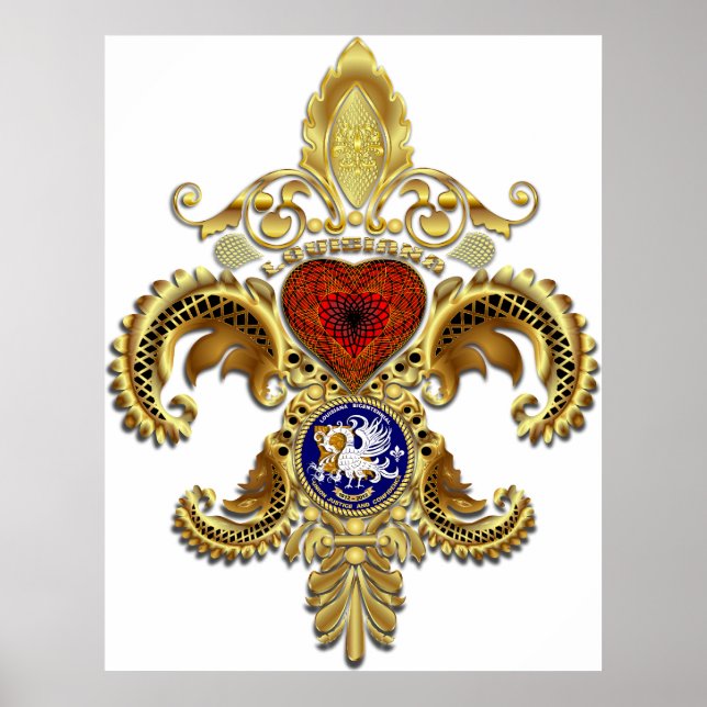 Poster Louisiana Fleur De Lis Com Sombra (Frente)