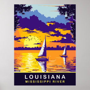 Poster Louisiana, Rio Mississippi, Viagem