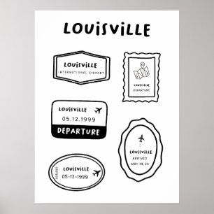 Poster Louisville - Coleção de Carimbos de Viagem   Minim