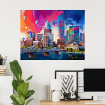 Louisville Colorful Skyline Abstrato Art
