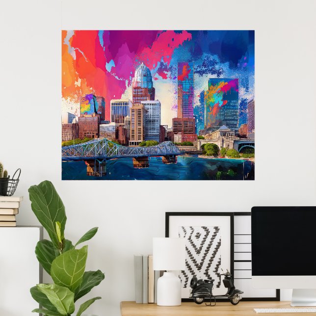 Poster Louisville Colorful Skyline Abstrato Art (Escritório em casa)