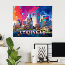 Louisville Colorful Skyline Abstrato Art