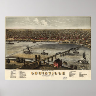 Pôster Louisville, Kentucky - 1876 (Ruger) BigMapBlog.com