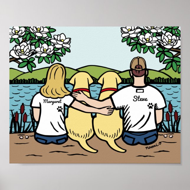 Poster Loura da Família Labrador Amarelo Personalizada Lo (Frente)