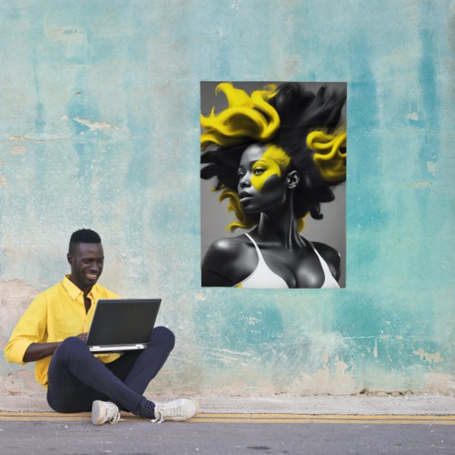 Poster Loura de abertura de cor no cabelo preto (Criador carregado)