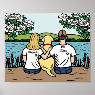 Poster Loura L da Família Labrador Amarelo Personalizada