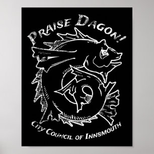 Poster Louvado Dagon Innsmouth Lovecraft Horror de Peixes