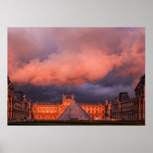 Poster Louvre no pôr do sol