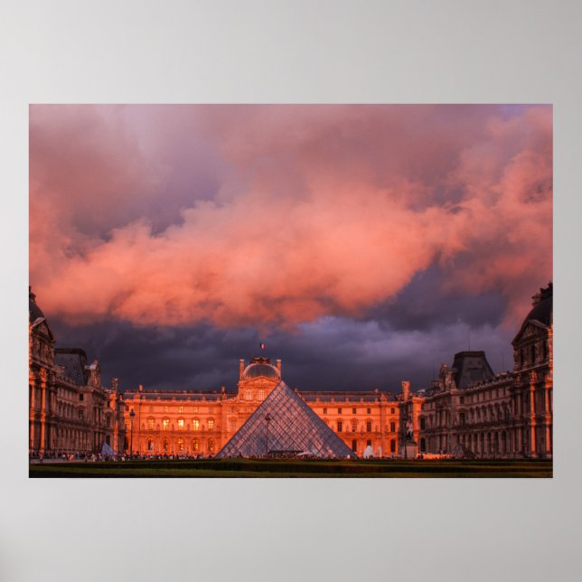 Poster Louvre no pôr do sol (Frente)