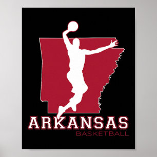 Poster Love Arkansan Hoops Fan State Silhouette