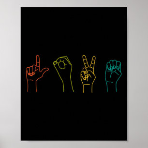Poster Love Asl Sign Language Alphabet Dia de os namorado