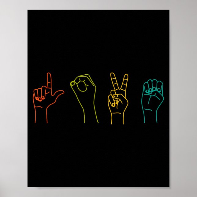 Poster Love Asl Sign Language Alphabet Valentines Day  (Frente)