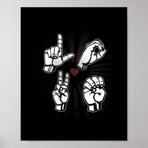 Poster Love ASL Sinal Language Dia de os namorados Presen