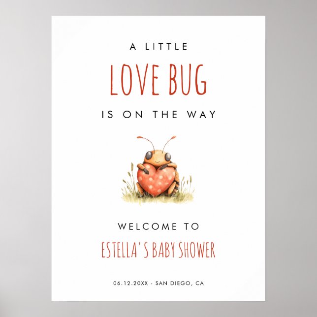 Poster Love Bug Baby Shower Welcome (Frente)