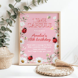Poster Love Bug Daisy Birthday Party Time Capsule Sign