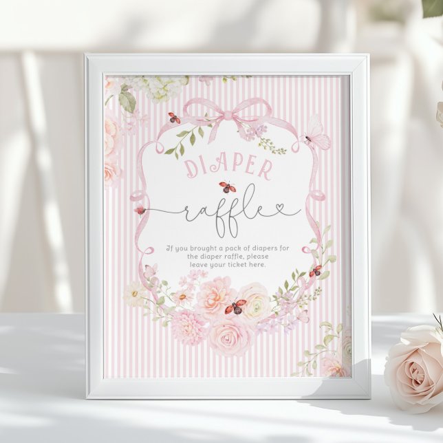 Poster Love Bug Diaper Raffle Bow Wildflower Baby Shower (Criador carregado)