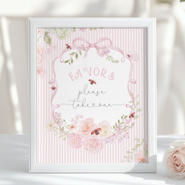 Poster Love Bug Wildflower Favors Baby Shower Pink (Criador carregado)