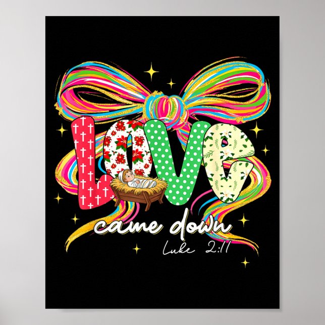 Poster Love Came Down Coquette Bow Christian Christmas Ba (Frente)
