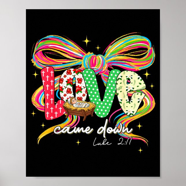 Poster Love Came Down Coquette Bow Christian Christmas Ba (Frente)