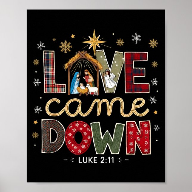 Poster Love Came Down Luke 2_11 Patchwork Christmas Art  (Frente)