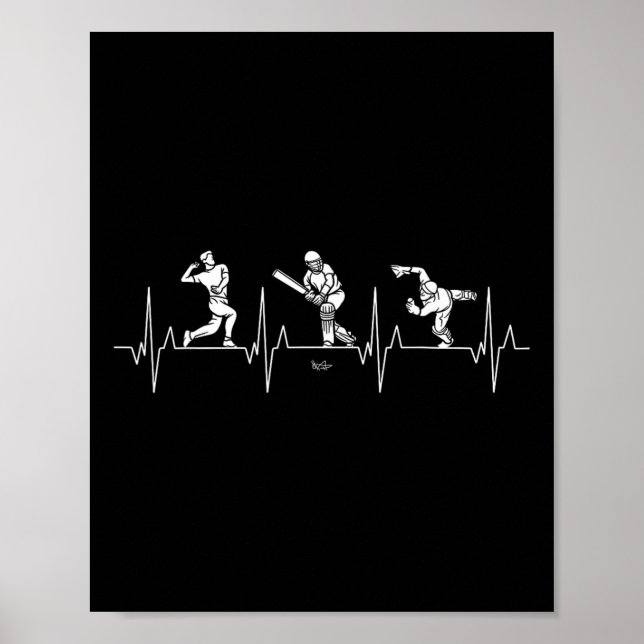 Poster Love Cricket - Bowling Heartbeat Funny Cricket  (Frente)
