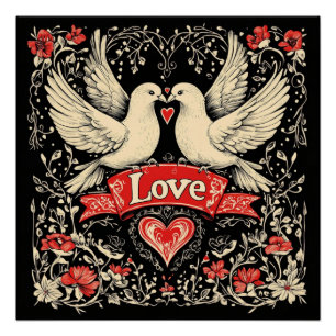 Pôster Love Doves design
