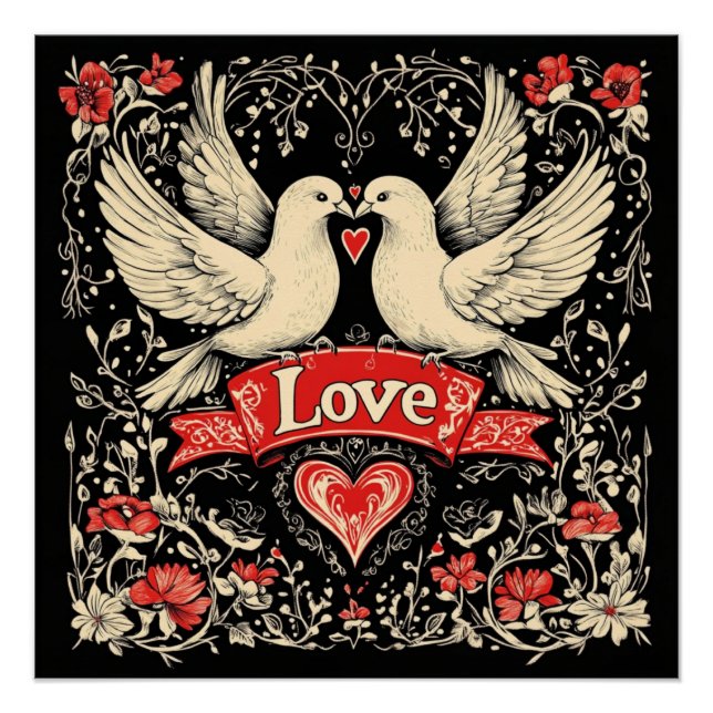 Pôster Love Doves design (Frente)