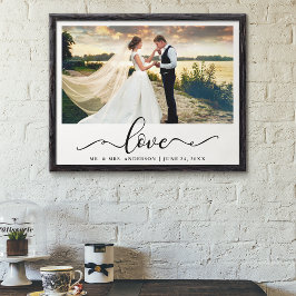 Poster Love Elegant Black Script Weding Photo