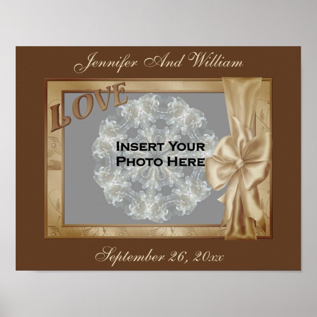 Poster Love Elegant Bow Photo Frame Wedding  (Frente)