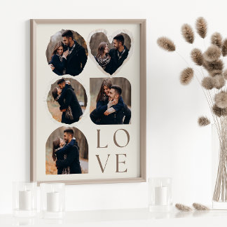 Poster Love Elegant Personalised Photo Collage Beige