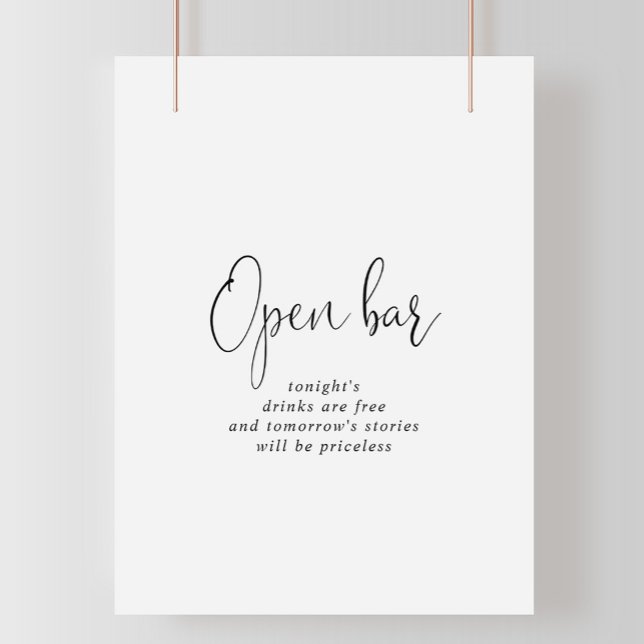 Poster Love Fancy Script Wedding Open Bar Sign (Criador carregado)