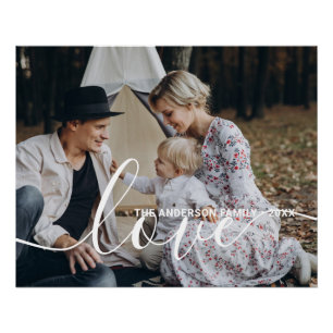 Pôster 'Love' Foto personalizada da família com nome pers
