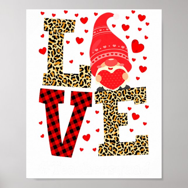 Poster Love Gnome Teacher Squad Valentines Day Teacher St (Frente)