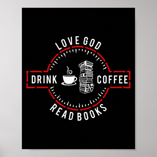 Poster Love God Drink Coffee Read Books  (Frente)
