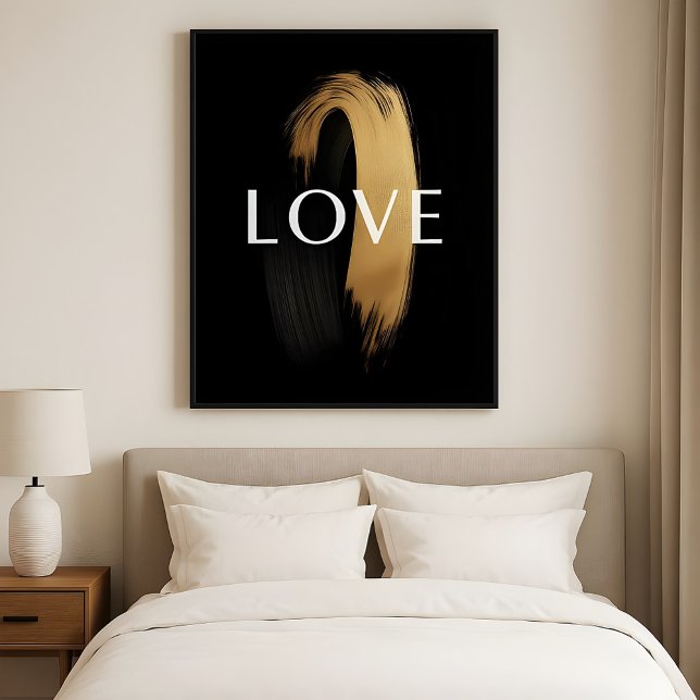 Poster LOVE Gold Brushstroke – Modern Minimalist Art (Criador carregado)