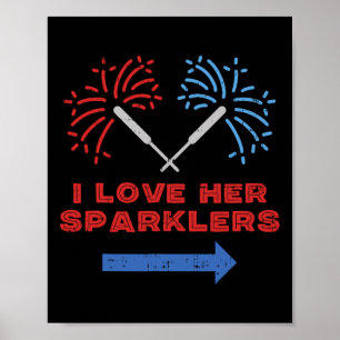 Poster Love Her Sparklers Casal Combinando 4 De Julho Hom