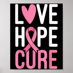 Poster Love Hope Cure Breu Cancer Guerreiro Rosa Fita S