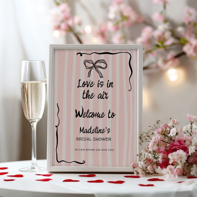 Poster Love in the Air Retro Pink Quirky Bridal Welcome (Love in the Air Retro Pink Quirky Bridal Welcome Poster)