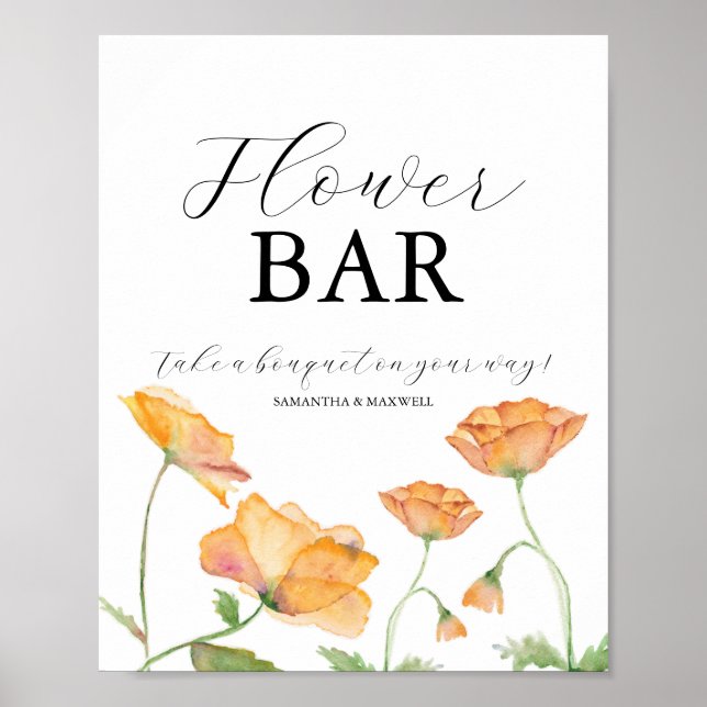 Poster Love Is In Bloom Bridal Shower Flower Bar Sign (Frente)