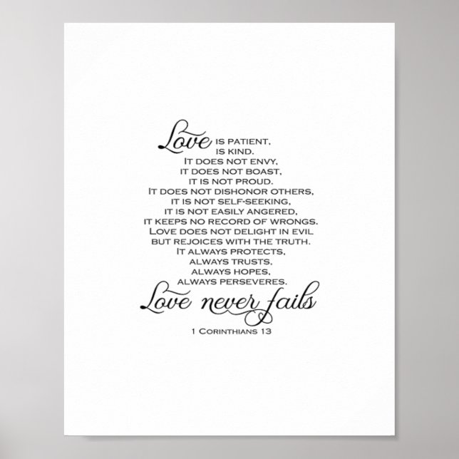 Poster Love Is Patient Proposal Love Never Fails Heartfel (Frente)