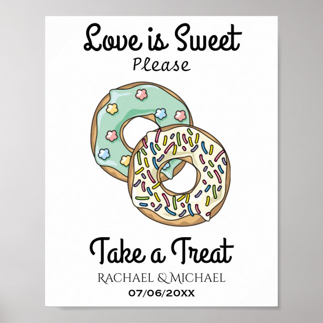 Poster Love is Sweet Take a Treat Donut Bar (Frente)