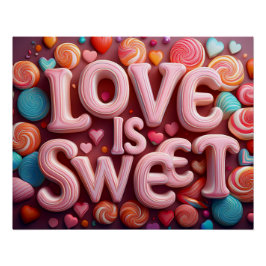 Pôster Love Is Sweet Valentine Wedding Typography
