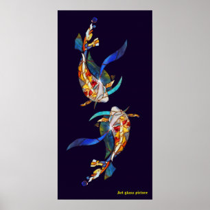 Pôster Love Kissing Koi Fish WedPoster vertical