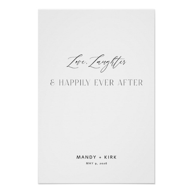 Pôster Love Laughter Happily Ever After Wedding Sign (Frente)