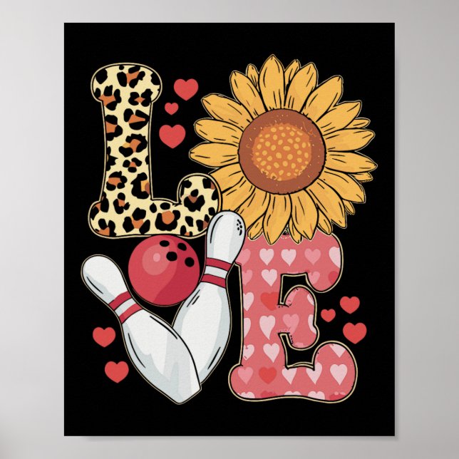 Poster Love Leopard Sunflower Bowling Valentine Bowling P (Frente)