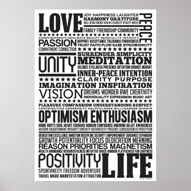 Poster "Love Life", Design de Arte Motivacional Inspiraci (Frente)